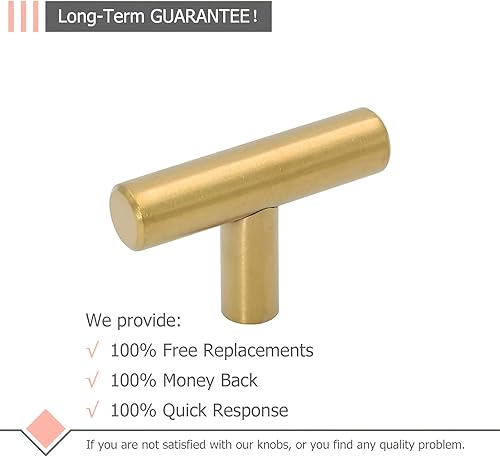 Miniatura 3 de LONTAN Paquete de 4 pomos y tiradores dorados de un solo agujero para gabinetes de puerta, cajones, muebles de dormitorio, manijas de 2 pulgadas de