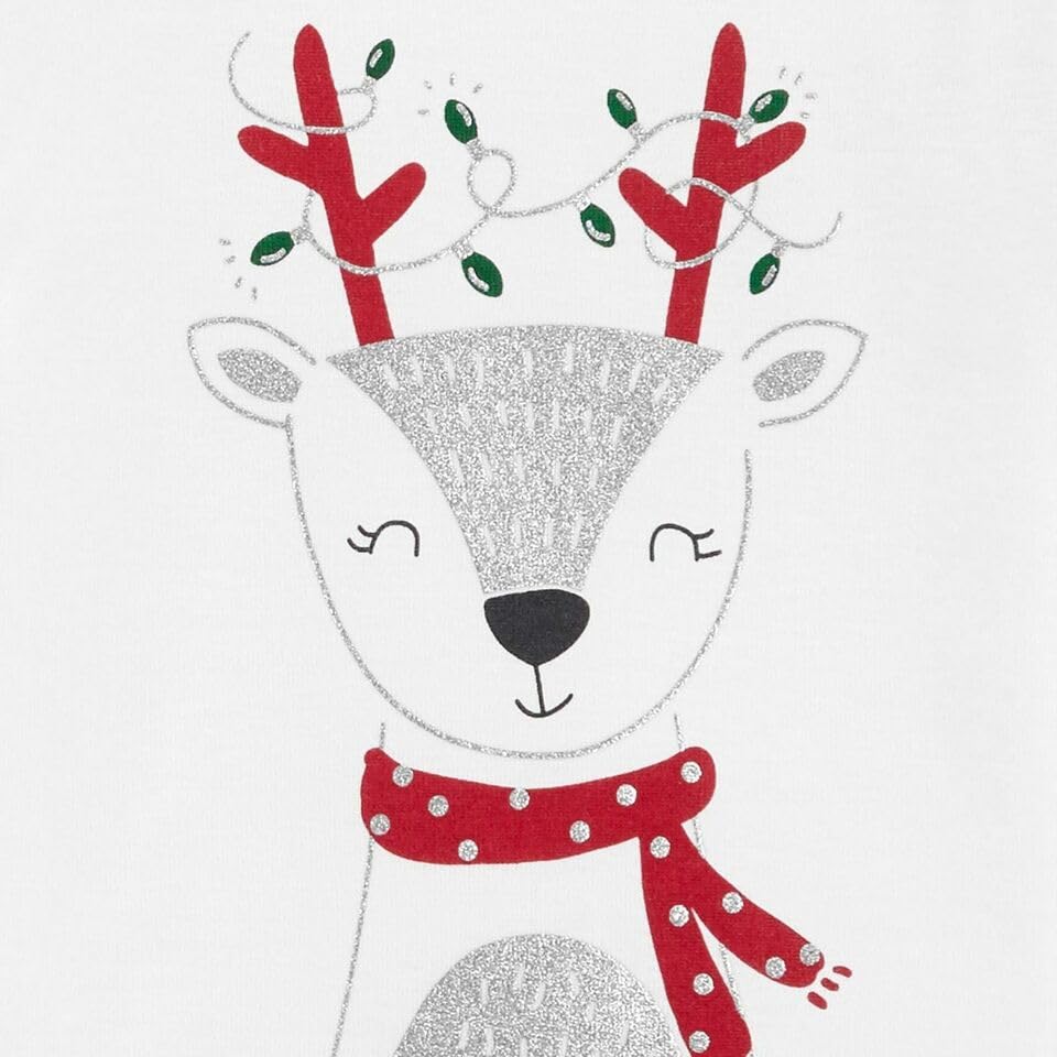 Carter's Baby Girl 2-Piece Christmas Reindeer Tutu Top and Bottom Set, Newborn, 100% Cotton, Red/White Striped