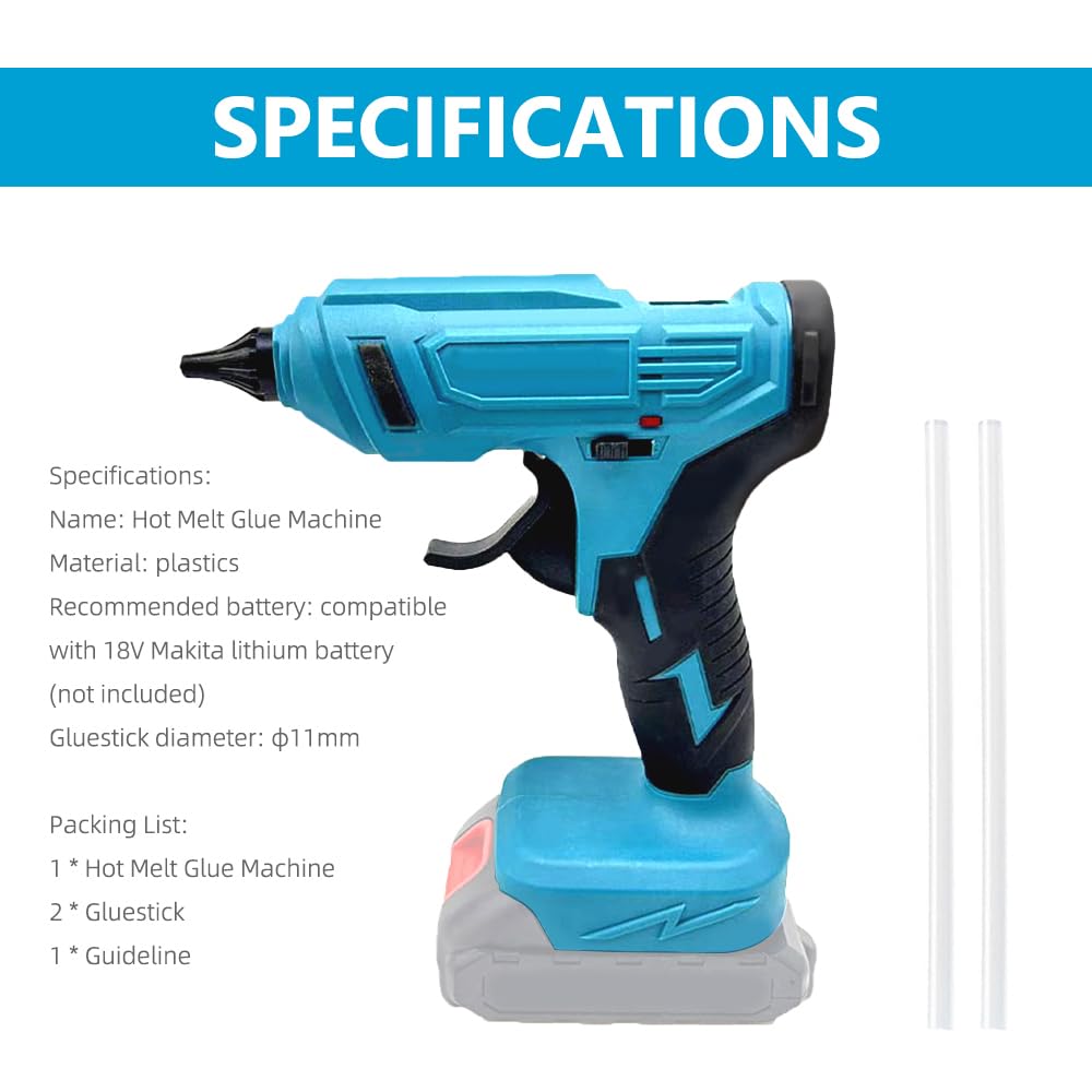 lvifloae Electric Hot Melt Glue Machine Portable Cordless Lithium Glue Extrusion Tool 11mm Gluestick Applicator for Home DIY Arts Crafts Handmade Adhesive Articles