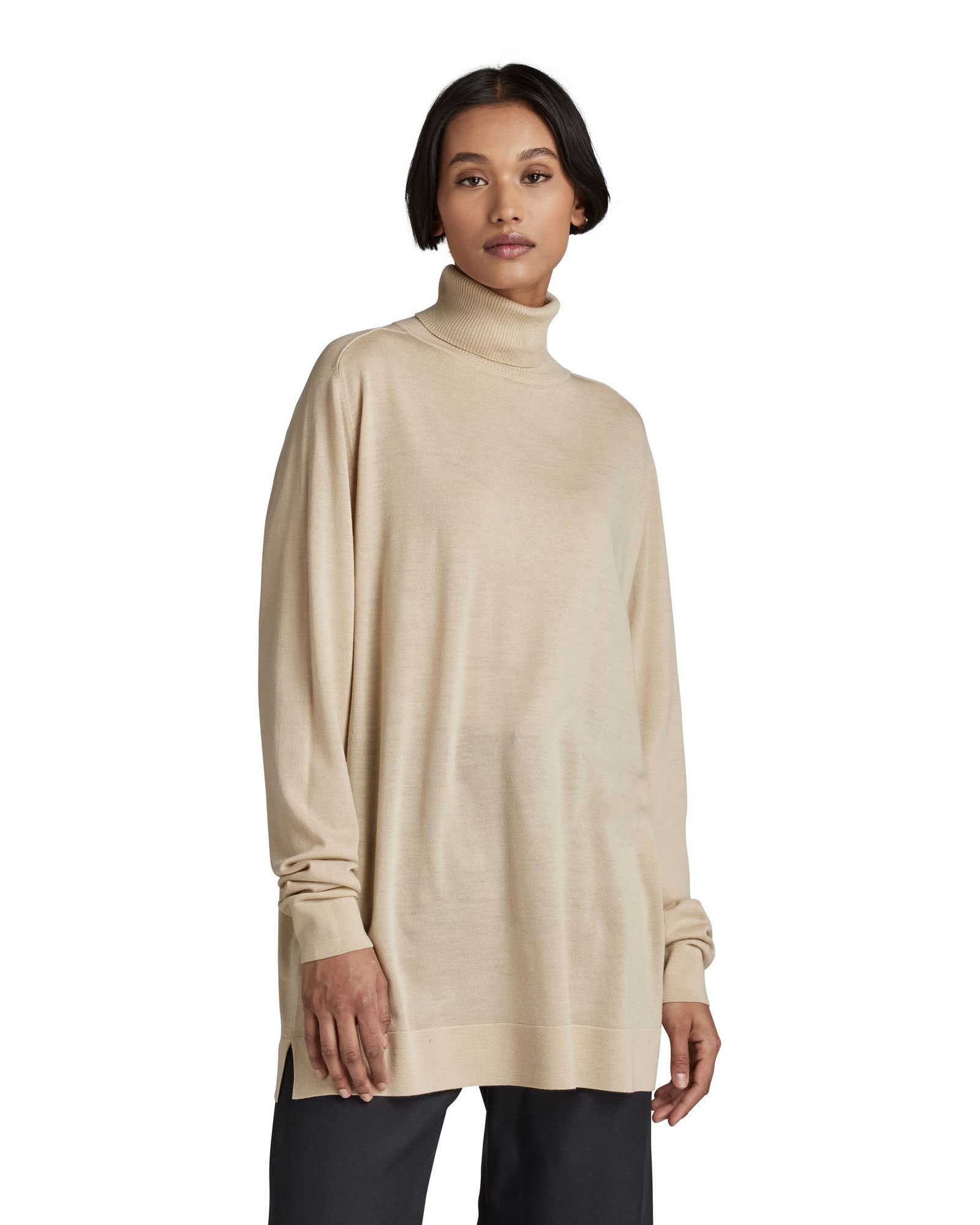 G-Star Para Mujer Jersey Knitted Turtleneck Loose, Beige (brown rice D22502-B692-D309), S