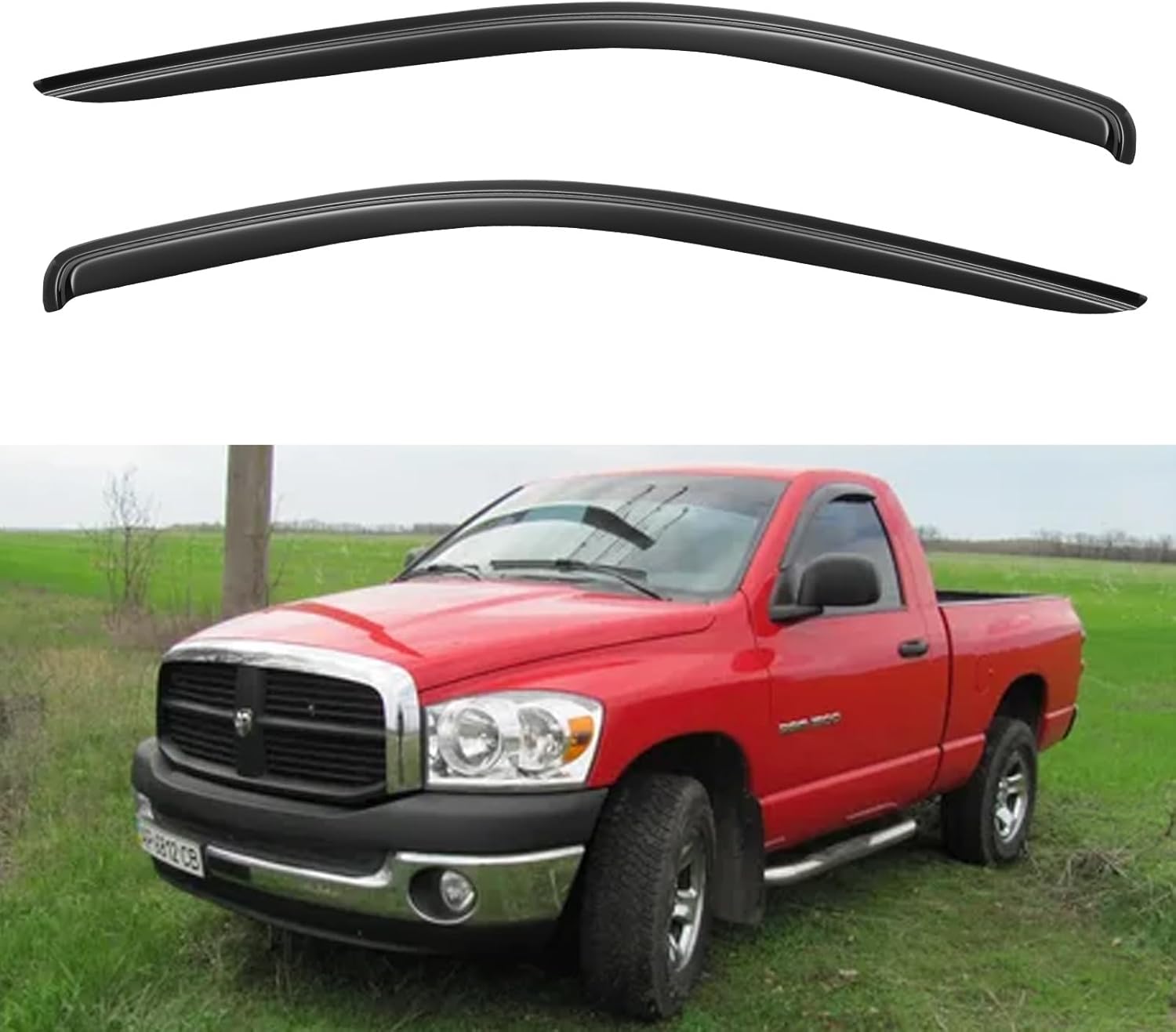 Window Visors Rain Guards Shield for 2002-2008 Dodge Ram 1500 Regular Cab, Window Wind Deflectors Vent Shades for 2003-2009 Ram 2500 3500 Standard Cab 2002-2008 ram 1500 standard cab