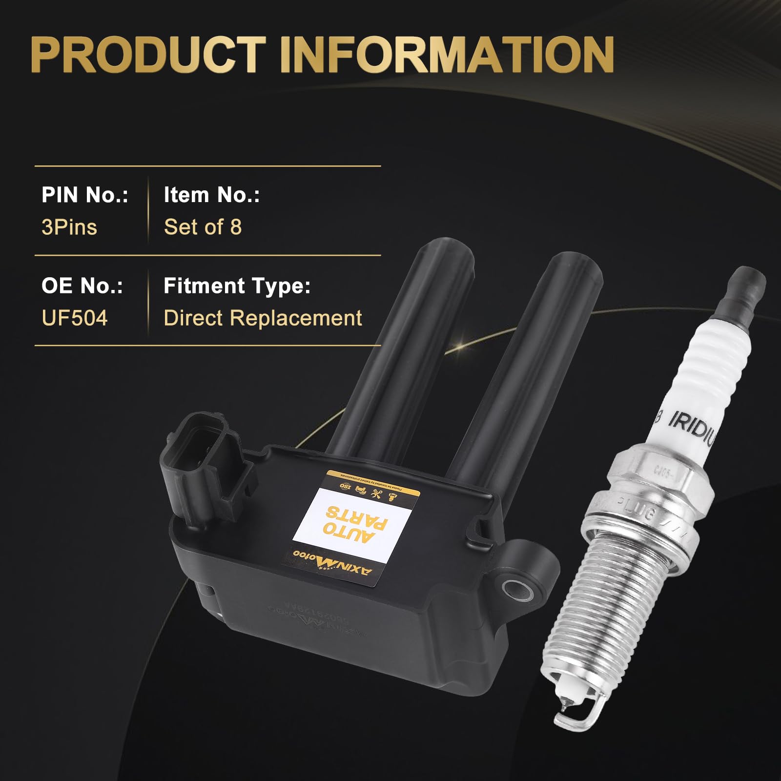 8 Pack Ignition Coils With Iridium Plugs UF504 Ignition Coil & Spark ...