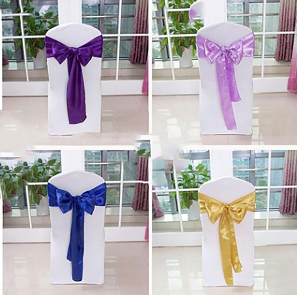 50 Stück Stuhlschärpen Satin Schärpen Stuhl Dekorative Schleife Satin Esszimmerstuhl Schleifen Stuhlschärpe für Hochzeit Bankett Thanksgiving Party Zuhause Küche Dekoration Silberweiß 50 Stück