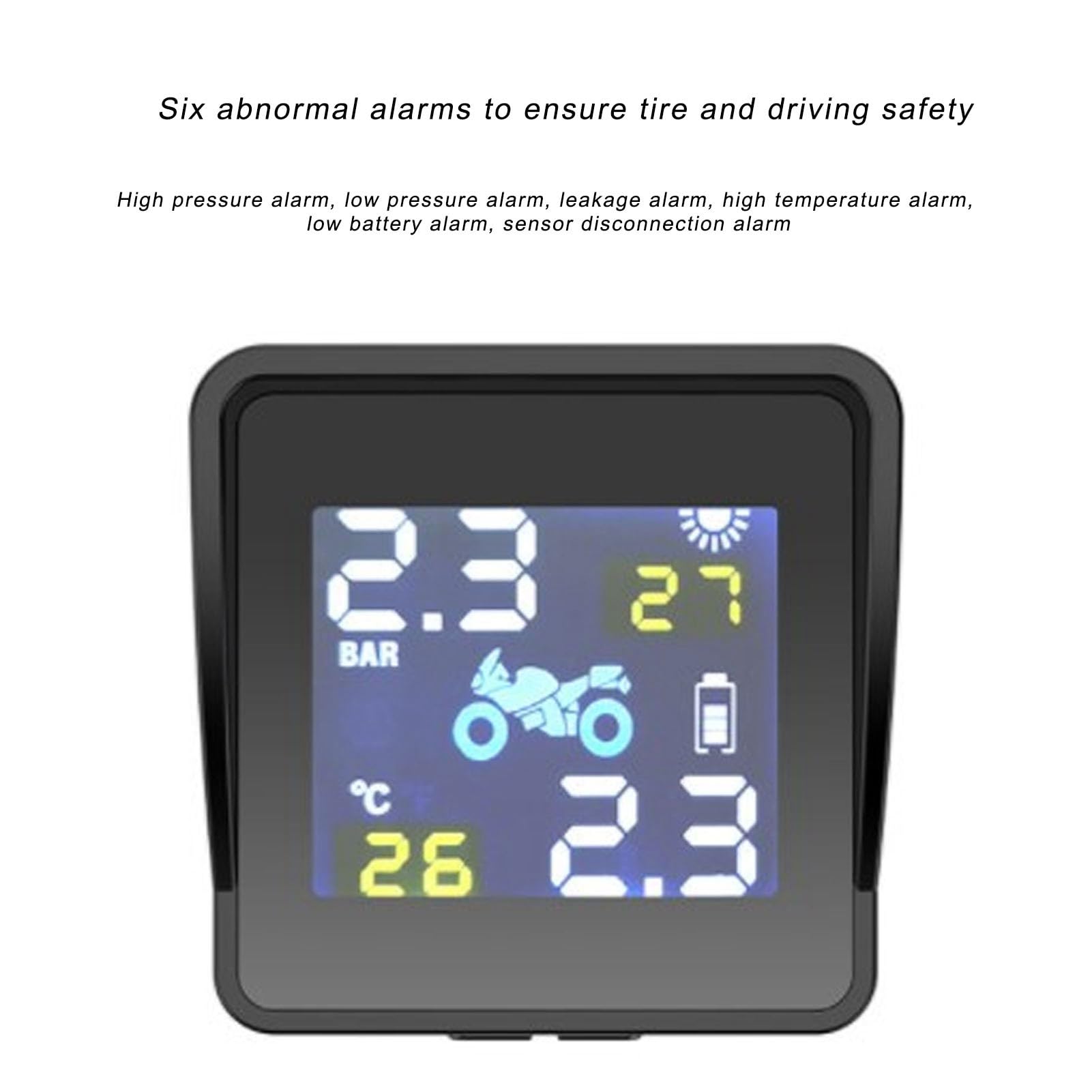 Annadue Reifendruckkontrollsystem TPMS Solar Drahtloser Reifendruckmonitor, Solar- und USB-Aufladung, Echtzeit-Druck- und Temperaturwarnungen für Motorradroller