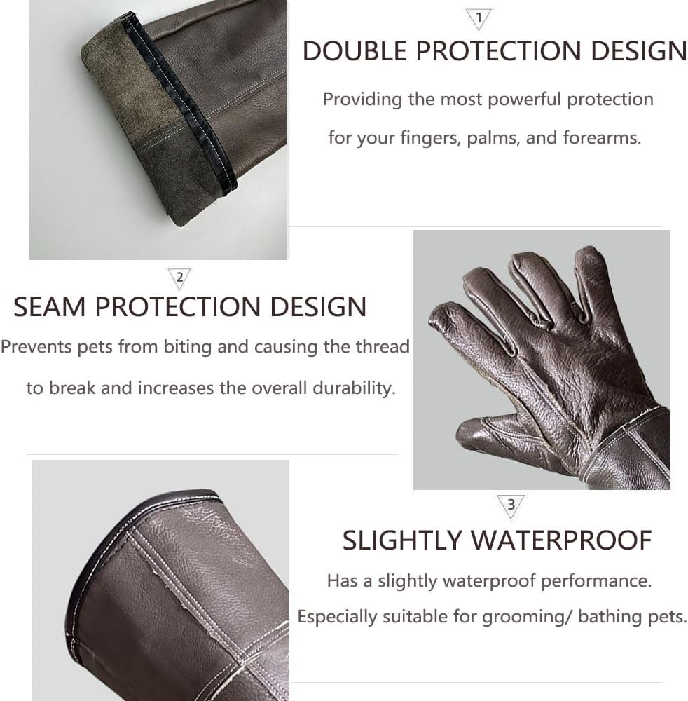 Animal Handling Gloves Bite Resistant, 60cm/ 23.6in Bite Proof Glove for Gardening, Grabbing Cat/Dog/Bird/Snake/Lizard/Falcon/Reptile, Anti-Bite Work Gloves (Upgrade, Deep Color)
