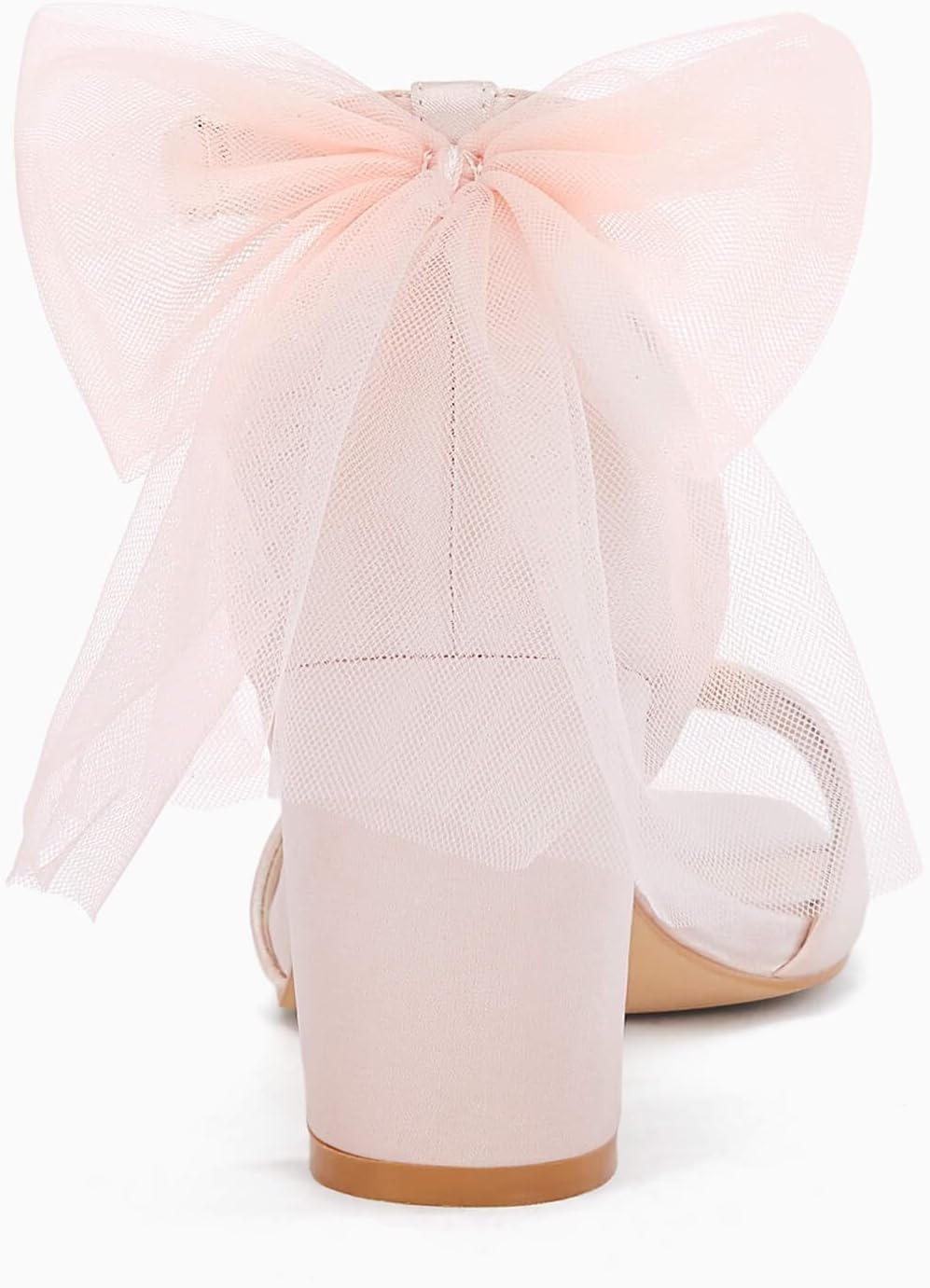 Coutgo Women's Bow Tie Heeled Sandals Chunky Heels One Strap Satin Ankle Buckle Dress Wedding Shoes - Image 6