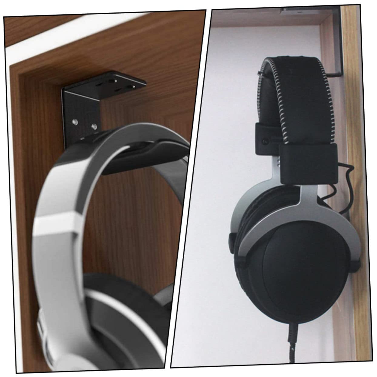 Mikikit 6 Pz Supporto Per Cuffie Rack Di Archiviazione Per Cuffie Per Computer Espositore Per Cuffie Cuffia Porta Cuffie Da Tavolo in Legno Cuffiette Lega Di Alluminio Auricolare Scrivania