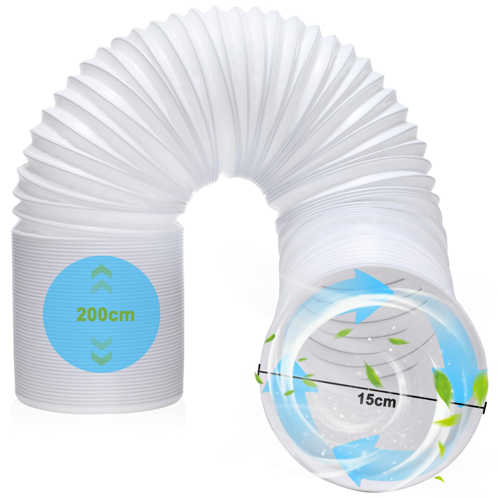 Tuyau D'échappement de Climatiseur Portable, 2M Ø150mm Extension de Tuyau D'évacuation de Climatisation Portable Évacuation Flexible Ventilation pour Climatiseur Mobile (2M,150MM)