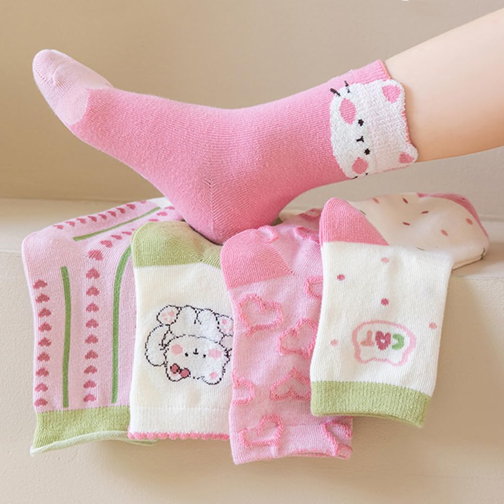 Calcetines para Niños Niña, Calcetines de Pantorrilla, Calcetine Deportivos Algodón Bonitos, Ternera de Rosa Calcetine Gifts para Niñas y Amigas, 5-8 años