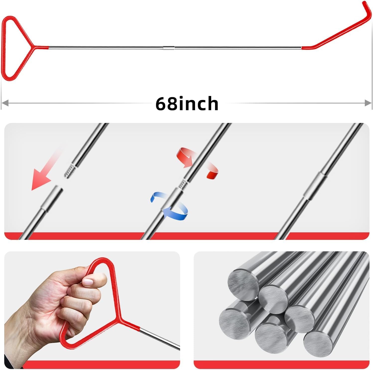 DENWAY Cargo Grabber Reach Retriever Tool - Multi-Use Truck Bed Reach Tool - Car Tool Set