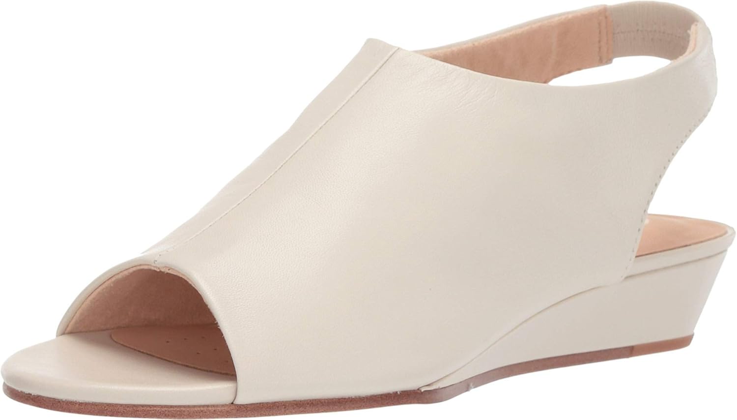 Clarks Women's Sense Silk Wedge Sandal, White Leather, 9.5 M US