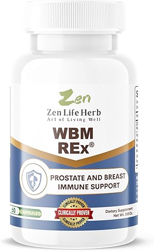 ZEN LIFE HERB WBM REx White Button Champiñones Ginseng Plus Soporte Inmunológico Avanzado Clínicamente Probado para Próstata y Mama Suplemento de