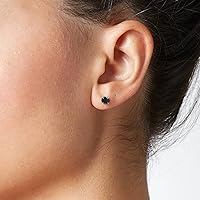 Vista 2 de Pendientes de plata de ley con circonita cúbica negra para mujer y hombre