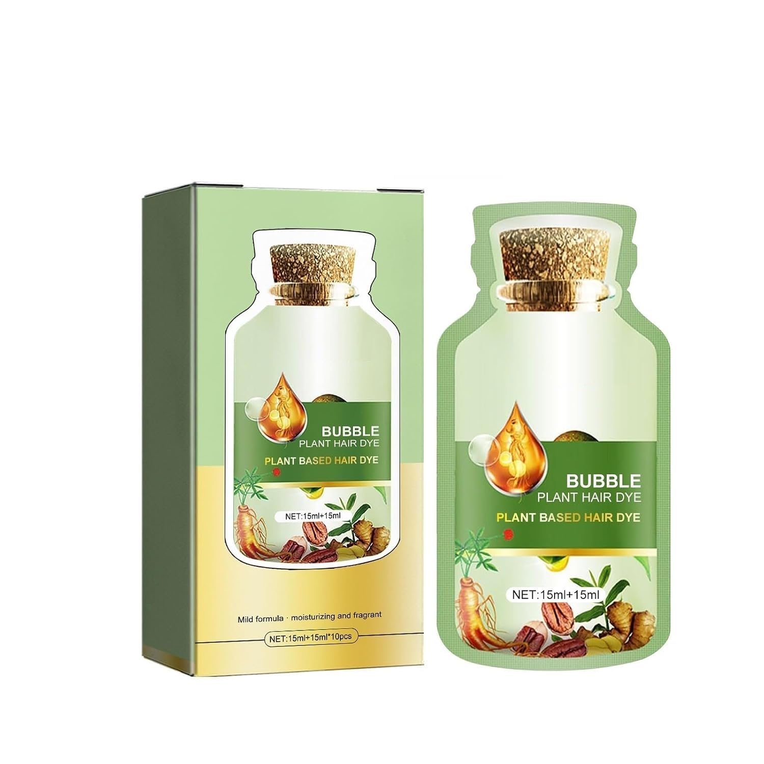 Natural Plant Hair Dye, New Non-Damage Suitable for Grey Hair Color Bubble Dye Shampoo.(Natural Black)