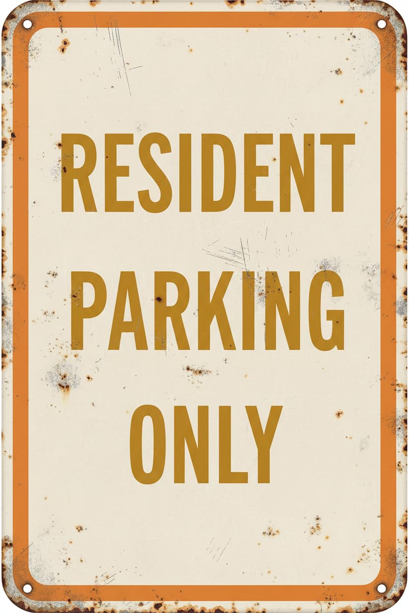 Resident Parking Only Tin Sign, 8x12 Inch