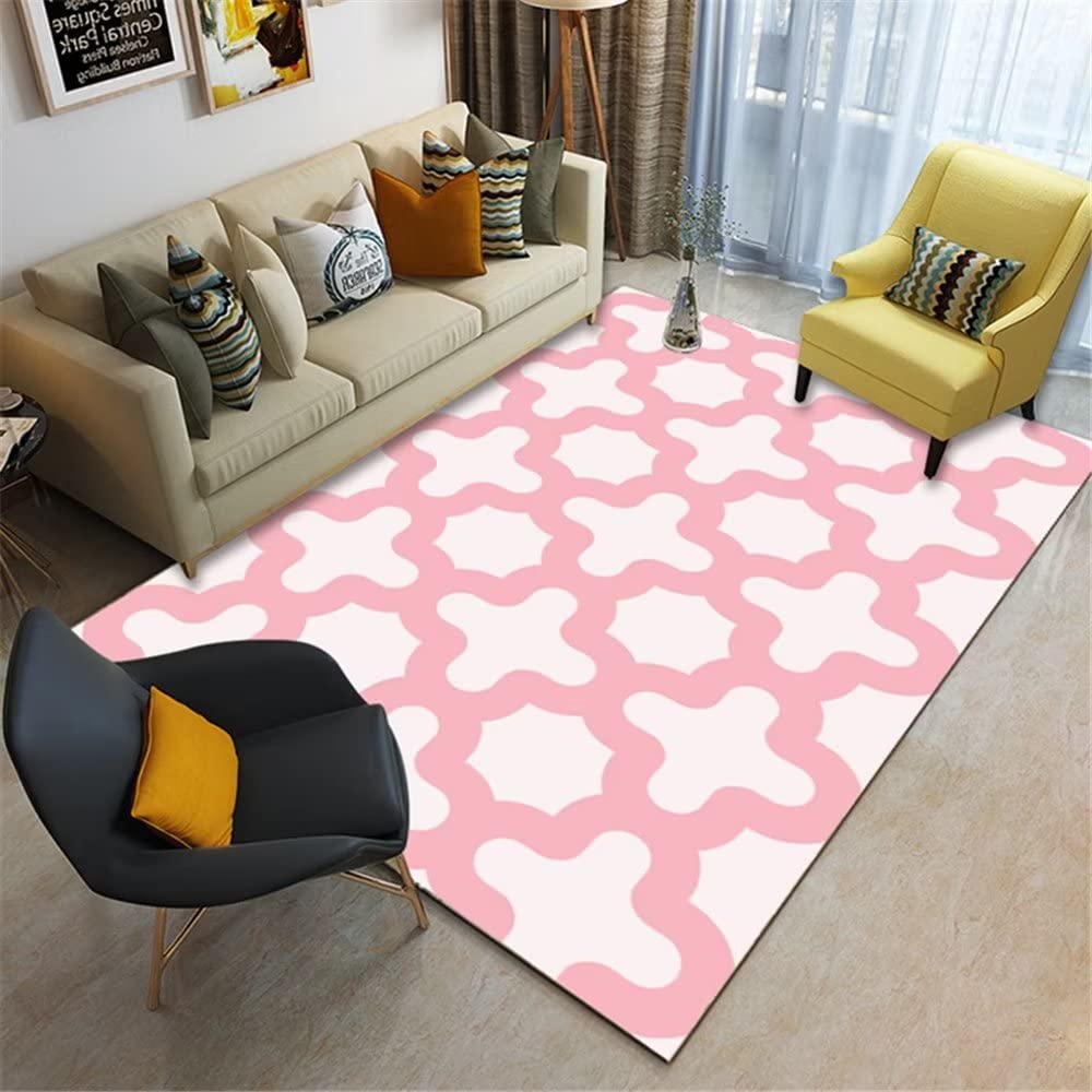 Tapis salon géométrique rose 60x90cm pour chambre et couloir