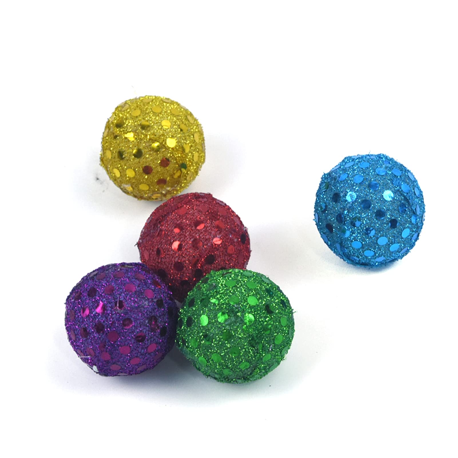 Worparsen Cat Sequin Ball Exquisite Pet Cat Kitten Sound Sequin Ball Toy Training Shiny 5pcs