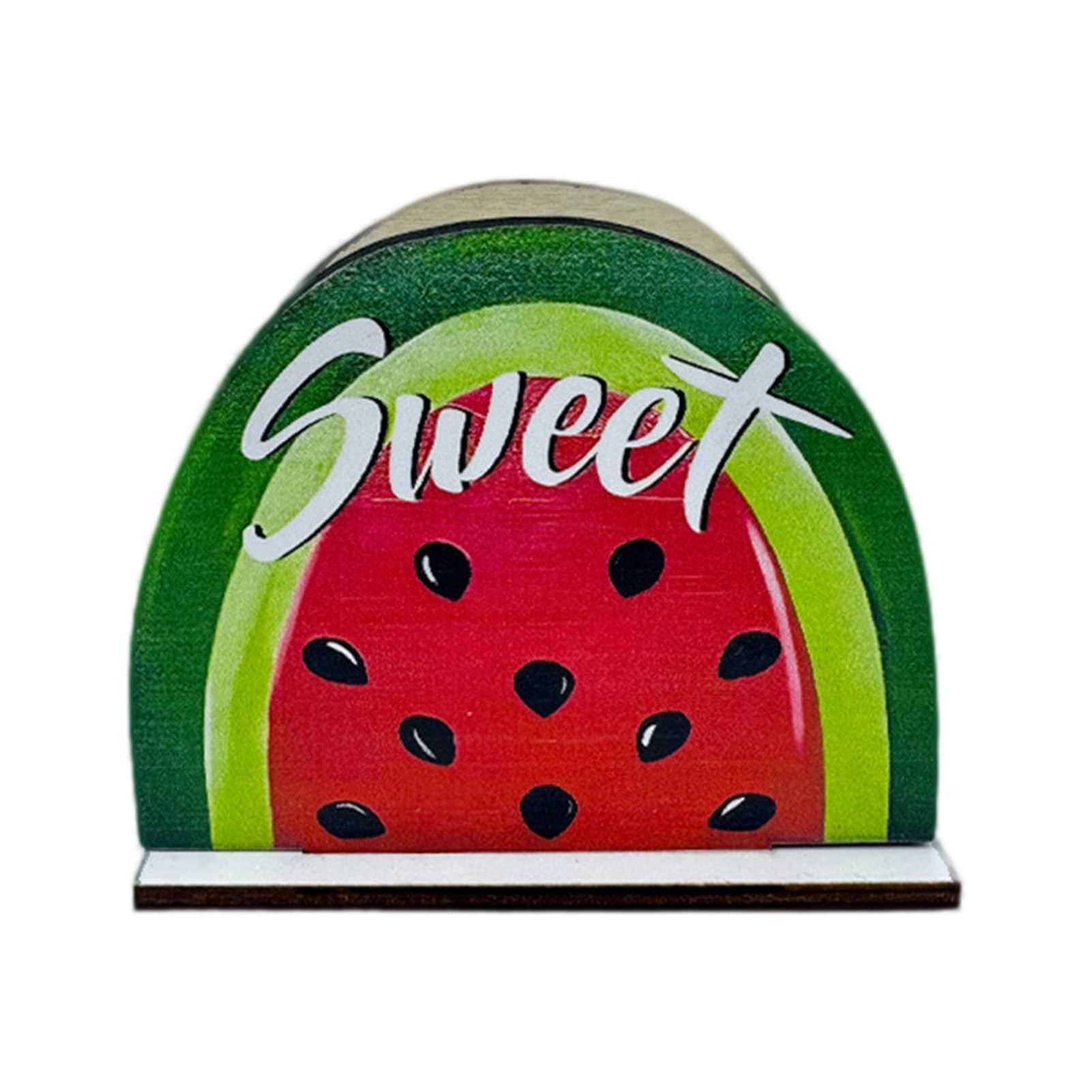 Glifora Wooden Napkin Holder with Universal Card Slot - Summer-Themed Designs, Solid Wood Tissue Dispenser for Standard Napkins