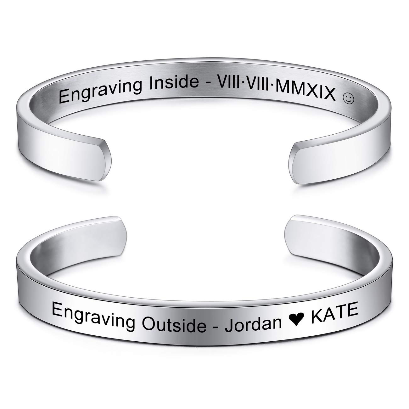 MeMeDIY Pulsera Personalizada Grabado Nombre Identificación De Identificación para Hombres Mujeres Niñas Brazalete Ajustable De Acero Inoxidable (8 mm de Ancho, Tamaños Pequeños y Grandes)