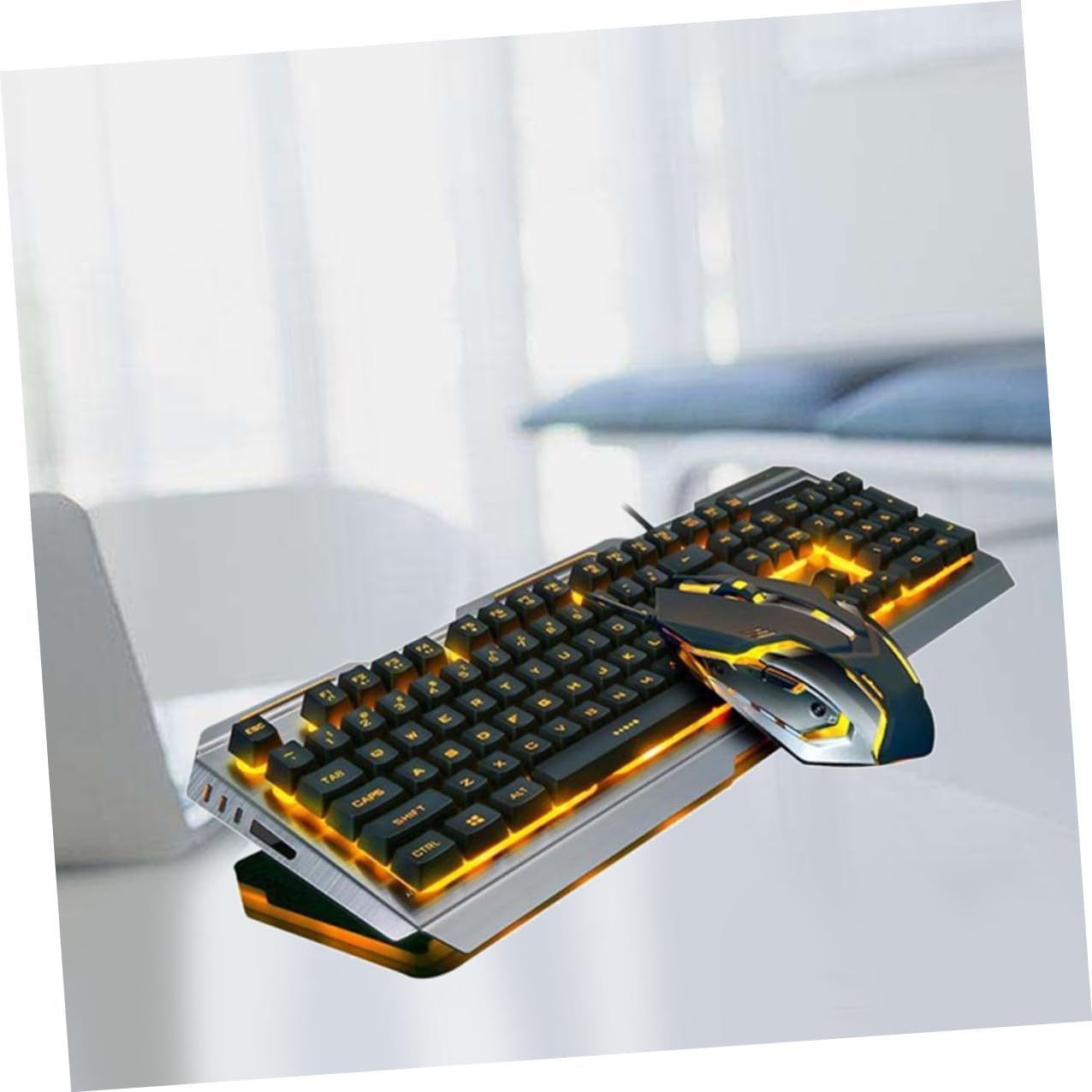 Set Tastiera e Mouse Meccanici USB Retro Nero in Plastico | Retroilluminazione Led, Tasti Flottanti ad Alta Elasticità, Scorciatoie Fn Multimediali, Incisione Caratteri