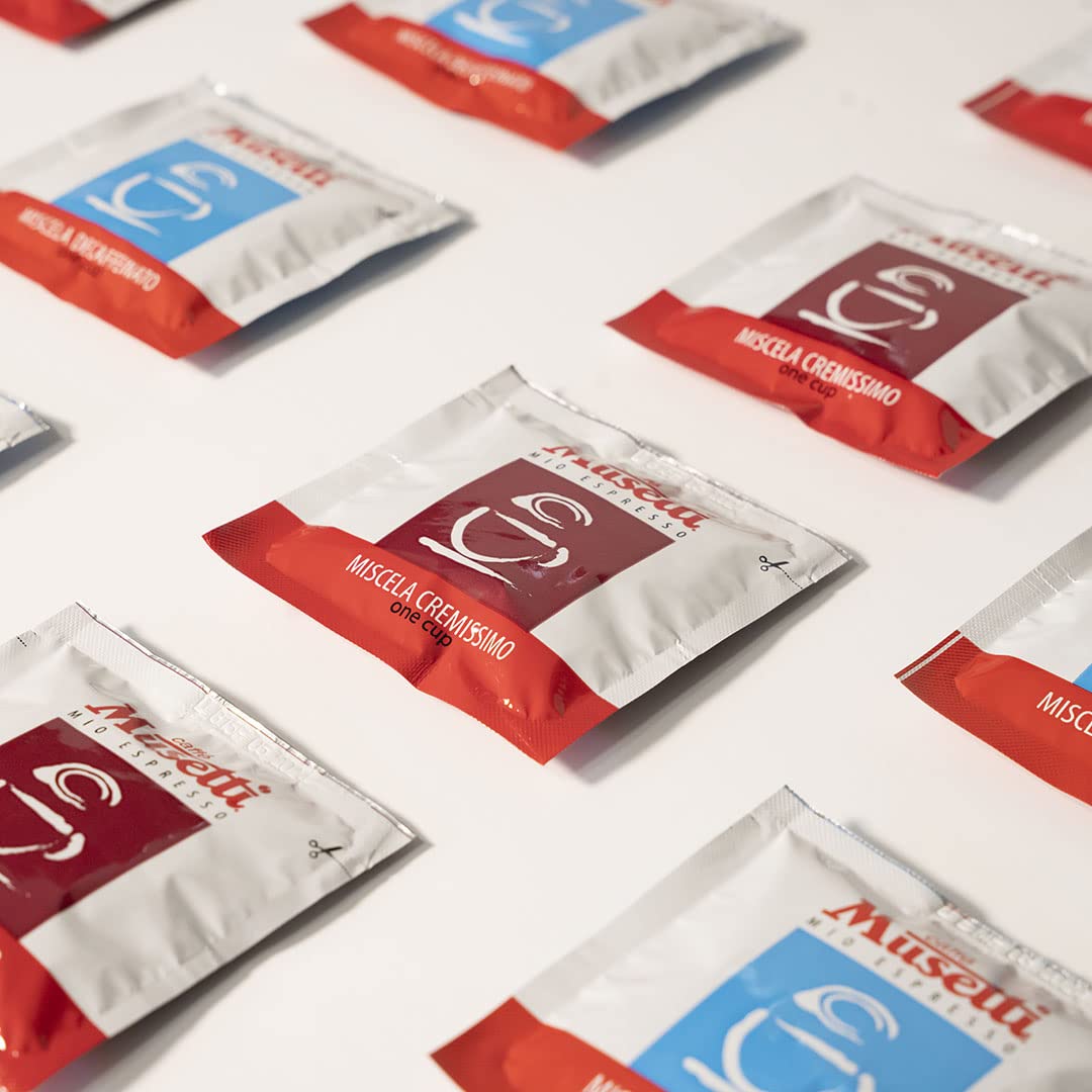 Musetti Kaffee, 150 kompostierbare Kaffeepads, 100% Arabica Evolution Blend mit zartem und fein-säuerlichem Geschmack, in 44 mm Filterpapier