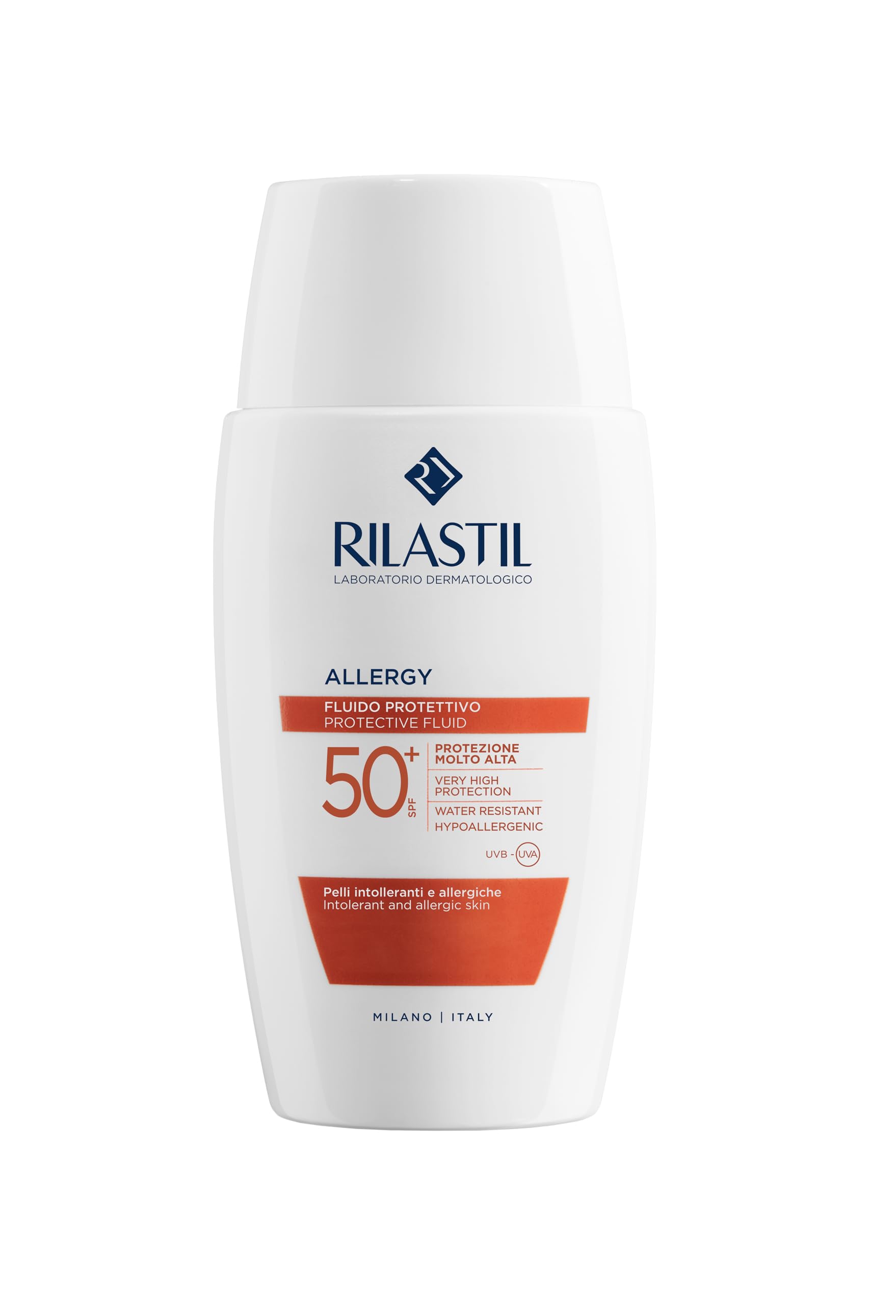 Rilastil Allergy Gesichtssonnenschutz für Allergiker, bei reaktiver und sonnenintoleranter Haut, wasserfest, SPF50, für intolerante und allergische Haut, 50 ml