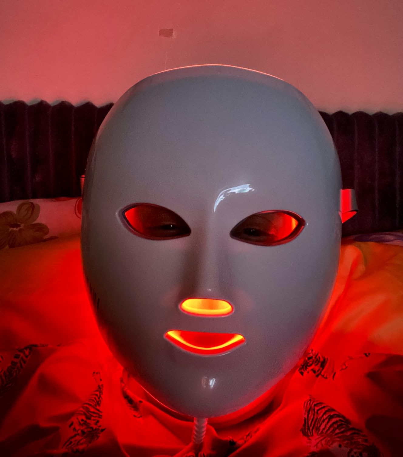 NEWKEY 4D LED Red Face Mask Light Therapy Women MOM wife GIFT, 630nm Red Light Therapy for Face Wrinkle, 465nm Blue Light Therapy Mask for Acne, Real 150LEDs,450 LED Chips, 10 Min auto Off,Plug in