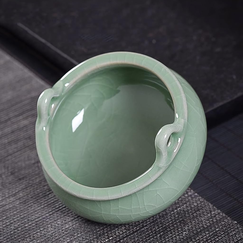 Bruciatore Incenso In Ceramica Celadon Stile Zen - Con Leone E Motivi