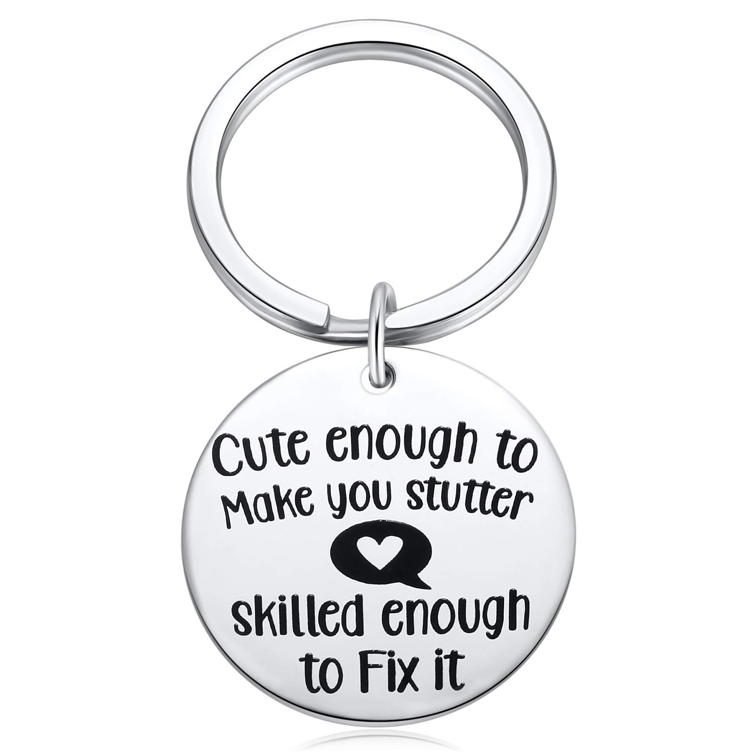 Designs Speech Therapist Keyring Speech Pathology Gifts SLP Gifts For Speech Language Pathologist Keychain - Cute Enough to Make You Stutter, Skilled Enough to Fix It Keychain