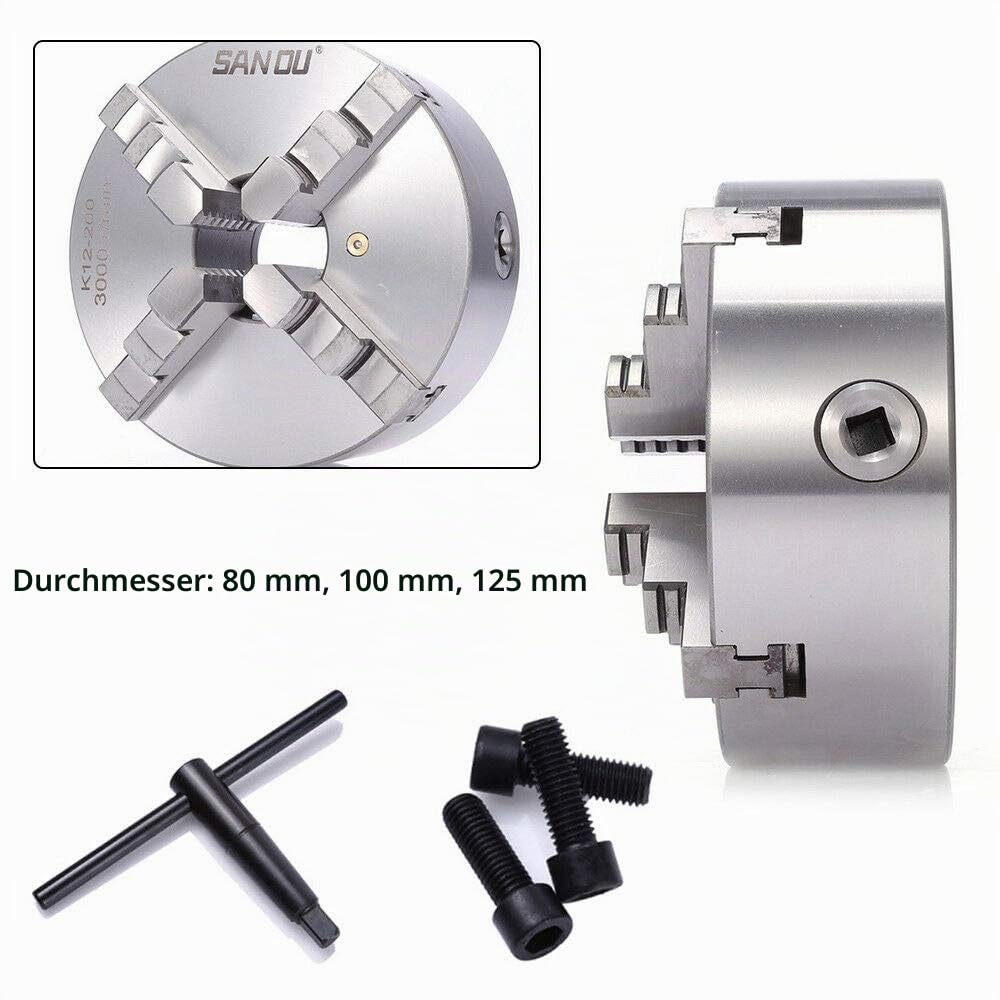 Präzisions 4 Backenfutter Vierbackenfutter Drehbankfutter Backenfutter Dreibackenfutter Drehbankfutter 80-125mm Lathe Chuck Drehmaschine (80MM)