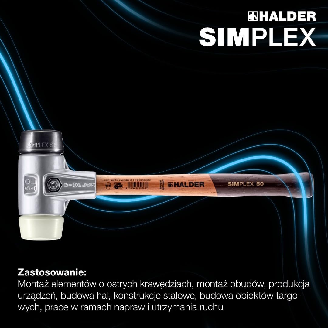 Halder 3128050" guma Simplex/nylon młot z miękkiej twarzy, wielokolorowy, 50 mm