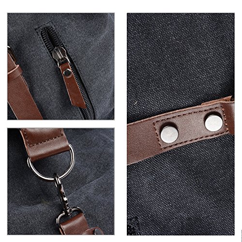 Ulgoo Duffel bag Oversized Canvas Travel Bag PU Leather Weekend Bag Overnight (Grey)