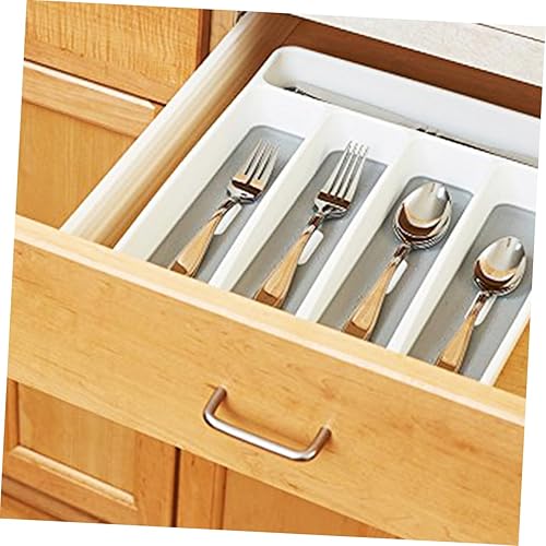 Miniatura 4 de Hemoton Caja de almacenamiento de cubiertos, organizador de cubiertos de material saludable, cajón para organizar suministros de cocina