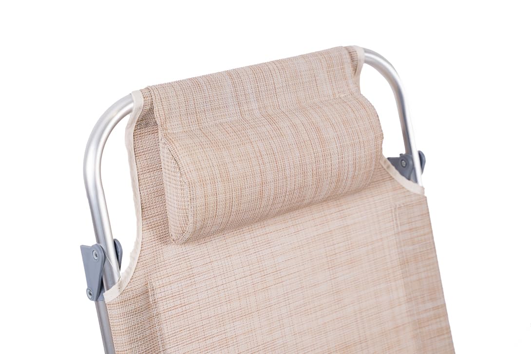 XONE Sedie Sdraio Ribaltabili Pieghevoli Alluminio Textilene Beige Melange 48,5x60x80 cm 2 pz