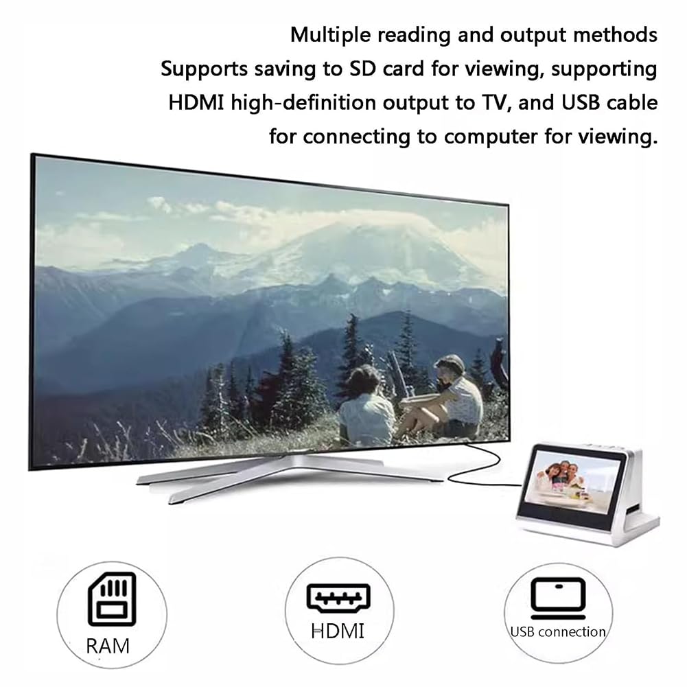 22 MP Film & Slide Scanner, Visualizzatore di Diapositive per Scanner Negativo del Film Portatile, Apparecchiatura di Scansione del Film con Schermata da 5 ", Memoria Integrata da 16 GB