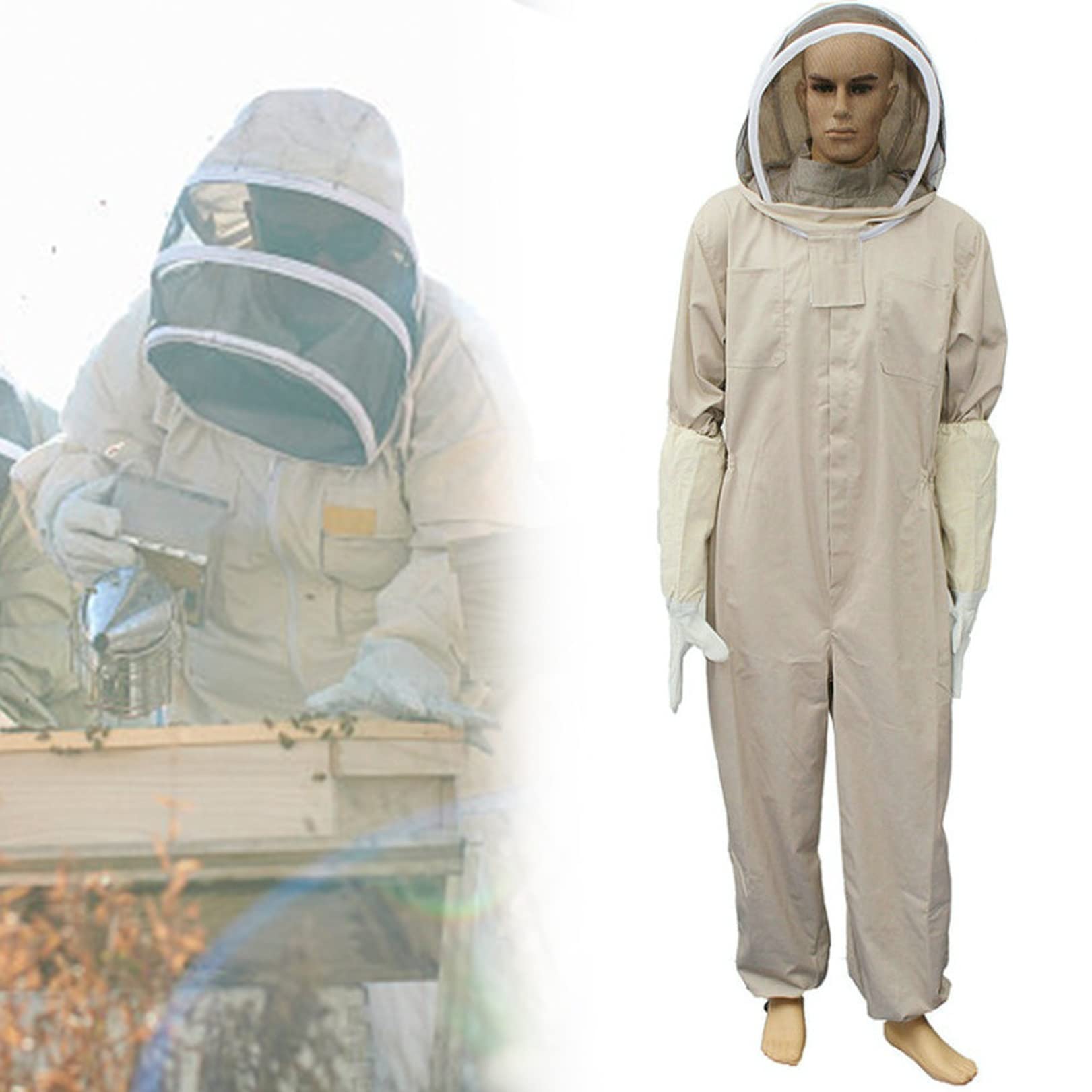 Ganzkörper-Imkerkleidung mit Handschuhen Professioneller Imker Bienenschutz Imkeranzug Safty Veil Hat Dress All Body Equipment (Size : 1X)