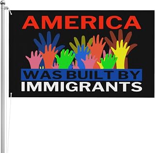 3ply Double-Side Flag, America Was Built By Immigrants Flag 3X5 Ft Support Refugee Rights Garden Banner House Yard Sign