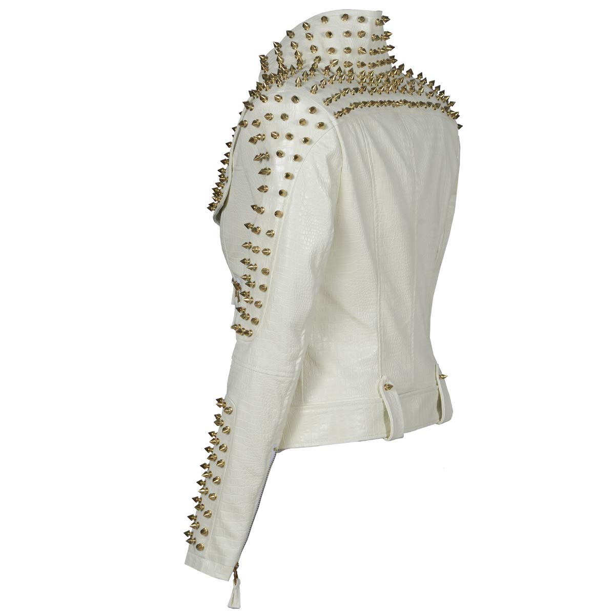 LFSS Women's Personality Punk Rock Rivets Motorcycle Leather Jacket Studded Perfectly Shaping Short Motobiker Coats