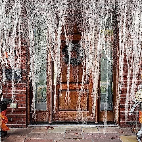 NHOWIN Halloween Gruseltuch 500x215cm - Riesige Spinnweben Deko Für Innen & Außen