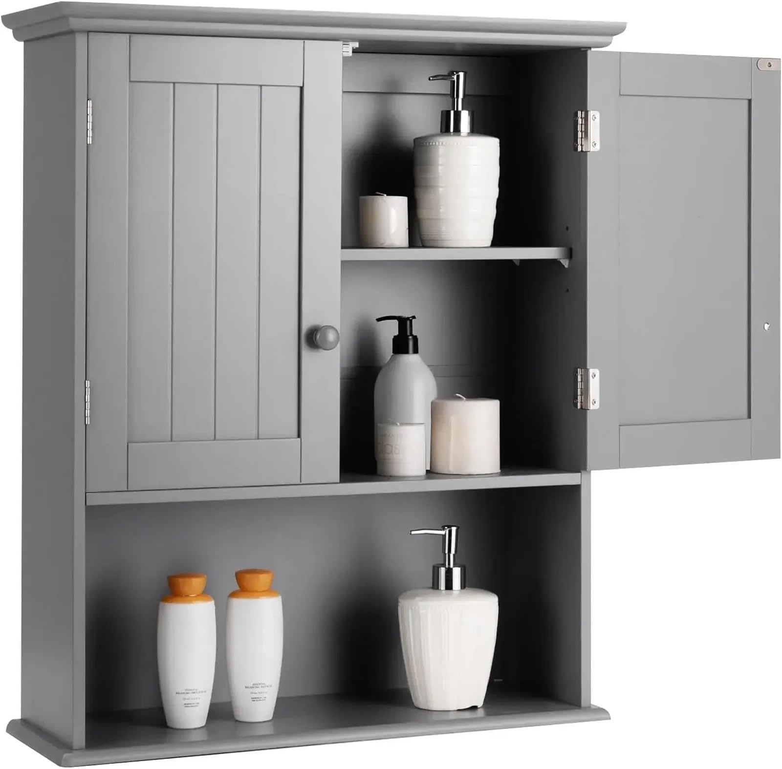 Mobiletto da Bagno a Parete - Contenitore sopra Il WC con Doppie Ante, ripiano Regolabile, Elegante Design in Legno, Soluzione salvaspazio per la casa Moderna (Color4)