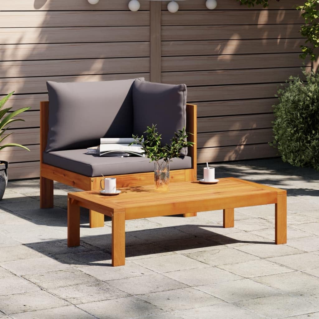 Gecheer Divano Angolare da Giardino, con Cuscini Sfoderabili e Lavabili, 68x68x64 cm, Legno Massello di Acacia, per Esterno e Terrazza