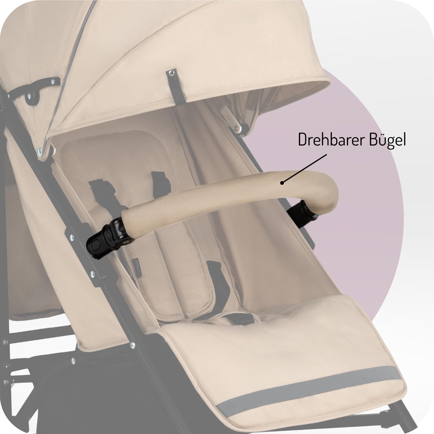 MoMi AKIRA Kinderbuggy Kinderwagen ab 6 Monaten (bis 15 kg), verstellbarer 5-Punkt-Sicherheitsgurt, Babytasche, Einkaufskorb, Regen- und Insektenschutz.
