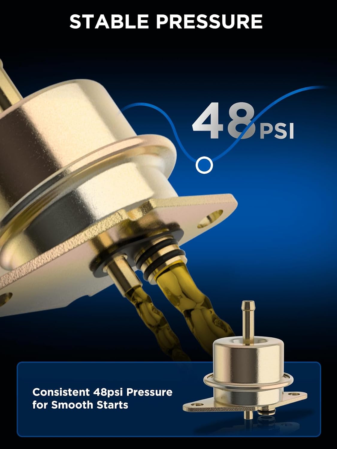 ZNB F4SZ9C968A Fuel Pressure Regulator for Ford F-150 1994-1999 for F-250 1993-1999 Replaces F4TZ9C968B 1Pc Golden
