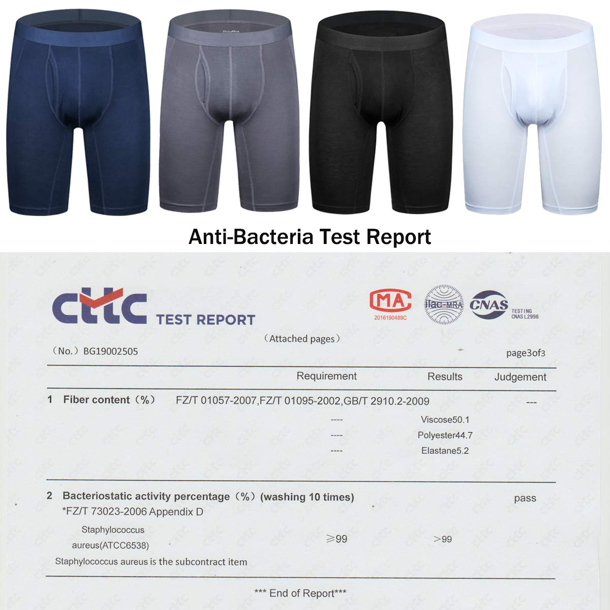 Nuofengkudu Hombre Calzoncillos Largos Deporte Antibacterial Pack de 4
