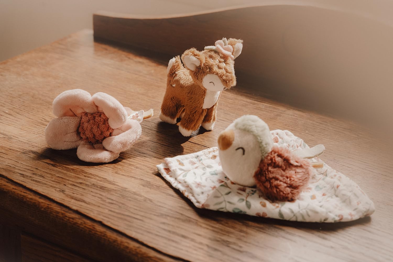 Little Dutch - Set de regalo para bebé de 3 piezas (paño de peluche, mordedor, peluche) ideal para el nacimiento, forma de ciervo, color rosa - Fairy Garden