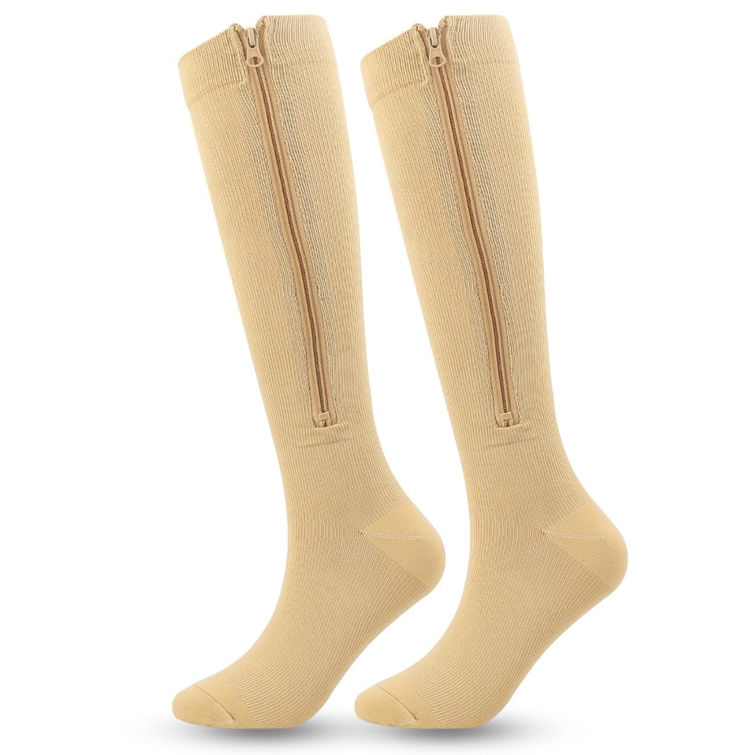 MEIION Sedya Chaussettes de Compression avec fermeture éclair pour course