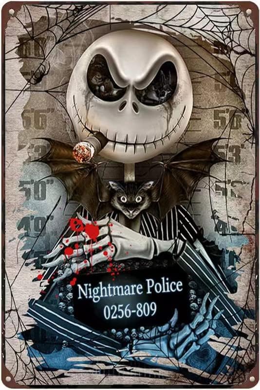 KDLY Jack Skeleton Nightmare Police Mugshot - Cartel de lata retro de 6 x 8 pulgadas letrero de metal retro vintage bar pub granja decoración del
