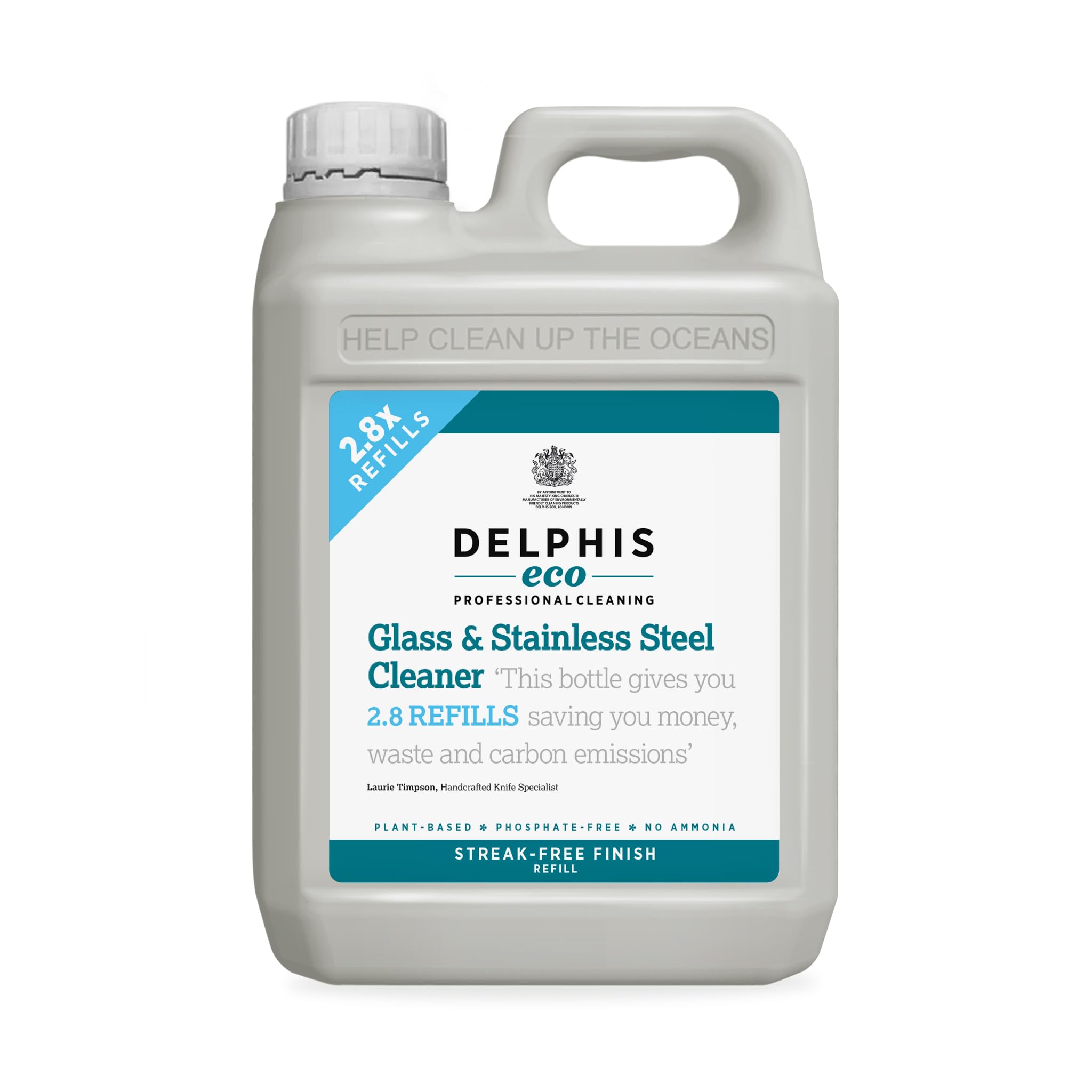 Delphis Eco Glass, Window & Stainless Steel Cleaner 2 Litre Refill | Streak-Free | Natural Plant Based Biodegradable Ingredients