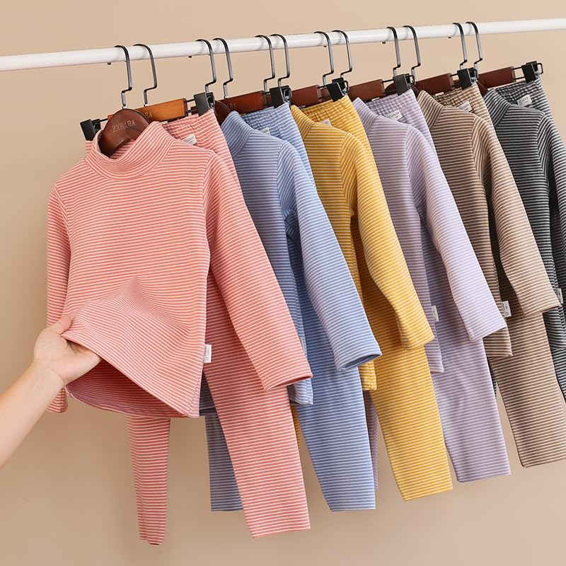 Zonto sous-vêtements d'hiver pour Enfants Ensemble De Pantalons Intérieurs en Velours pour Enfants pour Garçons Et Filles Manteau d'automne Et Pantalon d'automne À Col De Tortue Chaud
