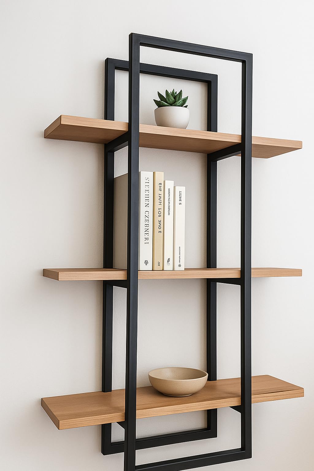MILAD Wall Shelves 3 Tier Wall Mount Metal Shelf | Storage Organizer | Display Rack | Showcase | Bookshelf | Wall Hanging (Golden & Black)